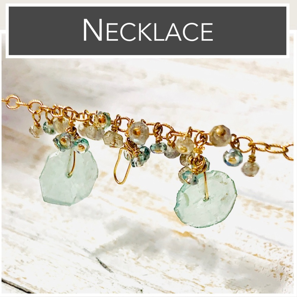 14K GF Sea Glass & Labradorite Necklace (14K Gold-Filled) - Picture 8 of 16